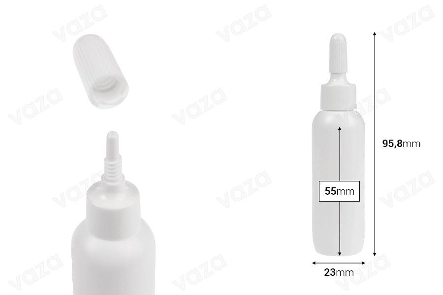 Πλαστικό λευκό μπουκαλάκι 20 ml με "μύτη" και βιδωτό καπάκι - 50 τμχ Πλαστικό λευκό μπουκαλάκι 20 ml με "μύτη" και βιδωτό καπάκι - 50 τμχ-εικόνα_διαστάσεις