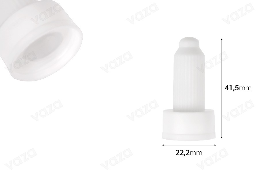 Weißer Kunststoff-Schnappverschluss für 20-mm-Halsfläschchen (Verschlusswerkzeug erforderlich)-bildabmessungen