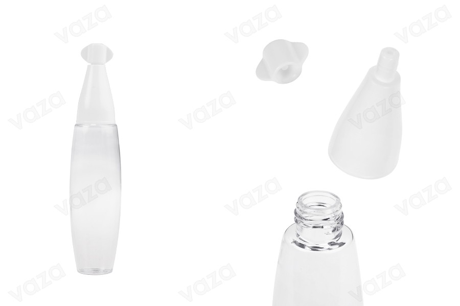 Πλαστικό διάφανο μπουκάλι 20 ml με "μύτη" και καπάκι βιδωτό - 50 τμχ-εικόνα_προϊοντική