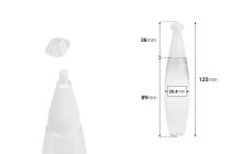 Πλαστικό διάφανο μπουκάλι 30 ml με "μύτη" και καπάκι βιδωτό - 50 τμχ-εικόνα_διαστάσεις