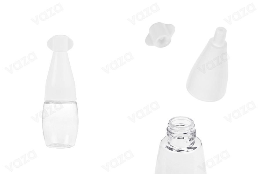 Πλαστικό διάφανο μπουκάλι 5 ml με "μύτη" και καπάκι βιδωτό - 50 τμχ-εικόνα_προϊοντική