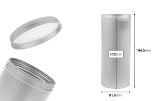 Kavanoz metalik cilindrik 1000 ml me kapak    -imazh_dimensione