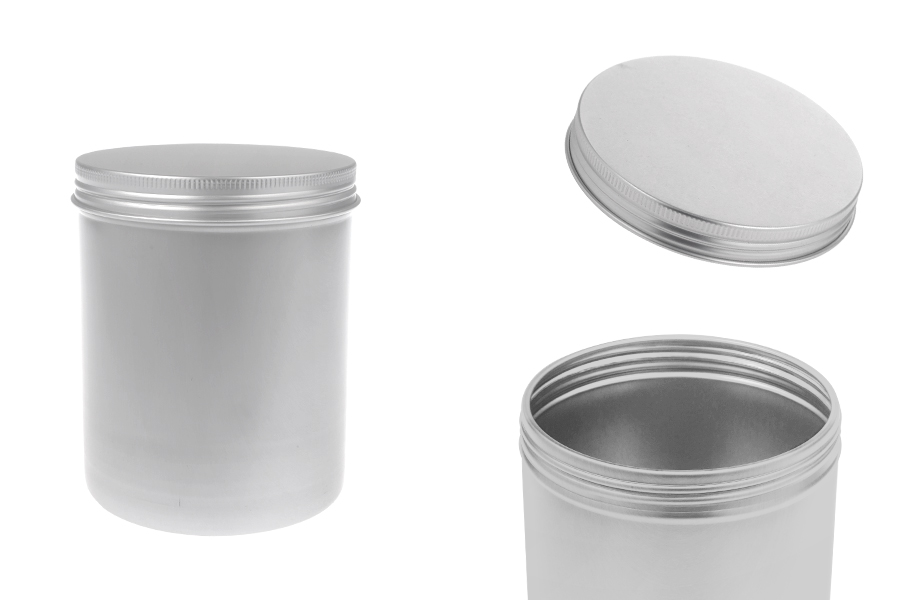 Cylindrical metal jar 500 ml with lid Cylindrical metal jar 500 ml with lid