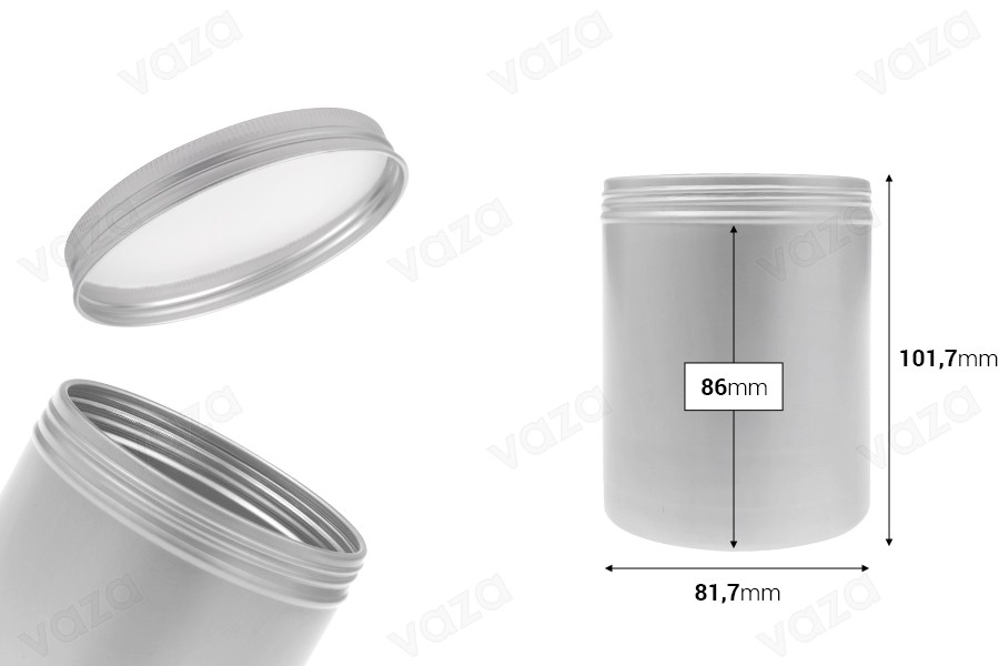 Barattolo cilindrico in metallo da 500 ml con coperchio-dimensioni_immagine