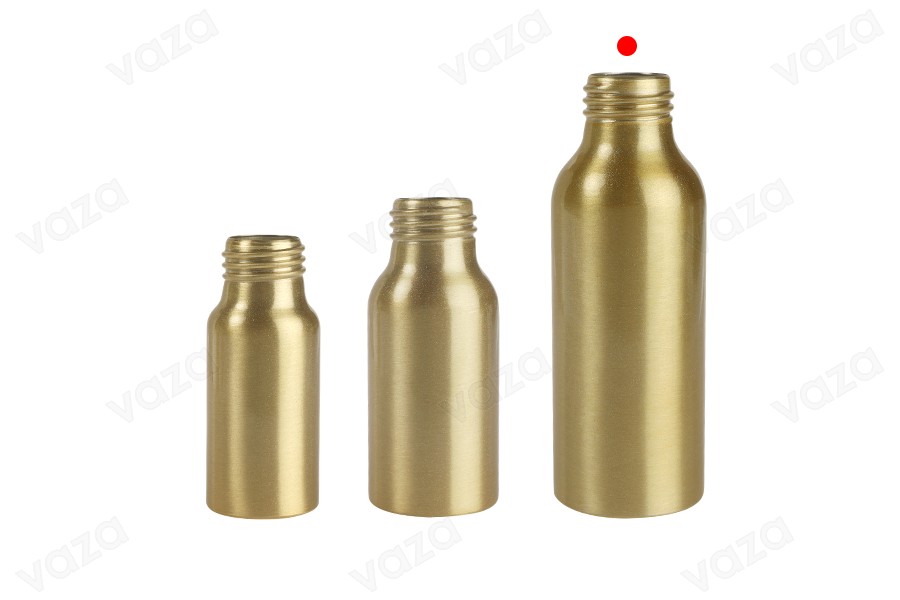 Aluminiumflasche 100 ml PP24 in den Farben Gold und Schwarz-εικόνα_σύνθεση