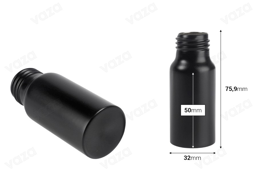 Aluminiumflasche 30 ml PP24 in Gold und Schwarz-bildabmessungen