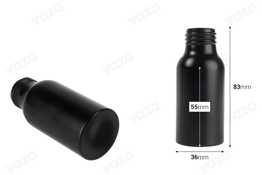 Aluminiumflasche 50 ml PP24 in Gold und Schwarz-εικόνα_διαστάσεις
