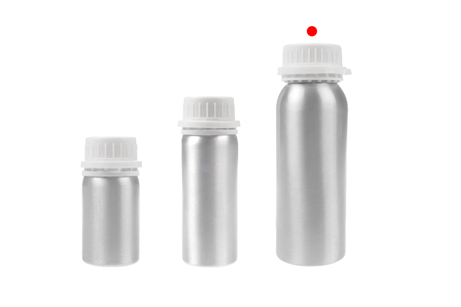 Αλουμινένια φιάλη 250 ml για αποθήκευση essence, αρωμάτων και αλκοολούχων διαλυμάτων με τάπα και πλαστικό λευκό καπάκι ασφαλείας -εικόνα_σύνθεση