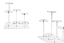 Présentoir transparent en acrylique 210 x 140 x 85 mm (diamètre de chaque base : 70 mm) - 6 positions Présentoir transparent en acrylique 210 x 140 x 85 mm (diamètre de chaque base : 70 mm) - 6 positions-photo_produit