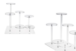 Présentoir transparent en acrylique pour produits, 210 x 140 x 85 mm (diamètre de chaque pied : 70 mm) - 6 emplacements-photo_produit