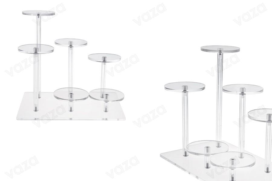 Espositore per prodotti in acrilico trasparente 210x140x85 mm (diametro di ciascuna base 70 mm) - 6 posizioni-immagine_prodotto