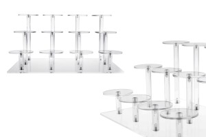 Présentoir transparent en acrylique pour produits, 300 x 215 x 150 mm (diamètre de chaque pied : 65 mm) - 12 emplacements-εικόνα_προϊοντική