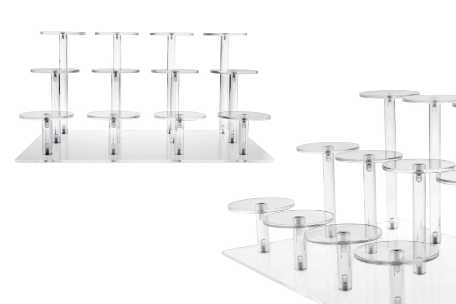 Ακρυλικό διάφανο σταντ προβολής προϊόντων 300x215x150mm (διάμετρος κάθε βάσης 65 mm) - 12 θέσεις-εικόνα_προϊοντική