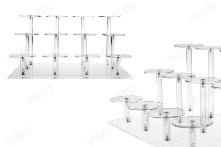 Espositore per prodotti in acrilico trasparente 300x215x150mm (diametro di ogni base 65 mm) - 12 posizioni-immagine_prodotto