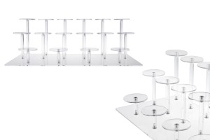 Présentoir transparent en acrylique pour produits, 460 x 215 x 150 mm (diamètre de chaque pied : 65 mm) - 16 emplacements-εικόνα_προϊοντική