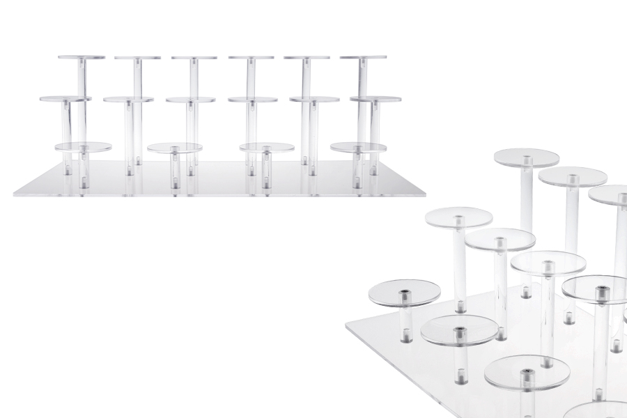 Ακρυλικό διάφανο σταντ προβολής προϊόντων 460x215x150 mm (διάμετρος κάθε βάσης 65 mm) - 16 θέσεις-εικόνα_προϊοντική