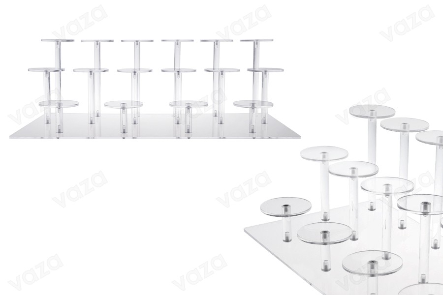 Espositore per prodotti in acrilico trasparente 460x215x150 mm (diametro di ogni base 65 mm) - 16 posizioni-immagine_prodotto