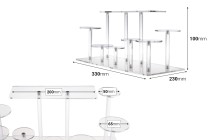 Espositore per prodotti in acrilico trasparente, dimensioni 330x230x100 mm-dimensioni_immagine