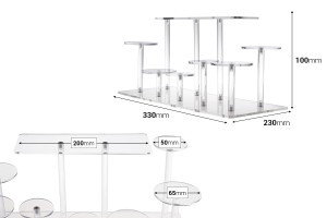 Transparenter Acryl-Produktpräsentationsständer 330 x 230 x 100 mm-εικόνα_διαστάσεις