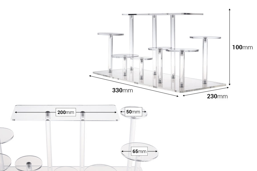 Espositore per prodotti in acrilico trasparente, dimensioni 330x230x100 mm-dimensioni_immagine