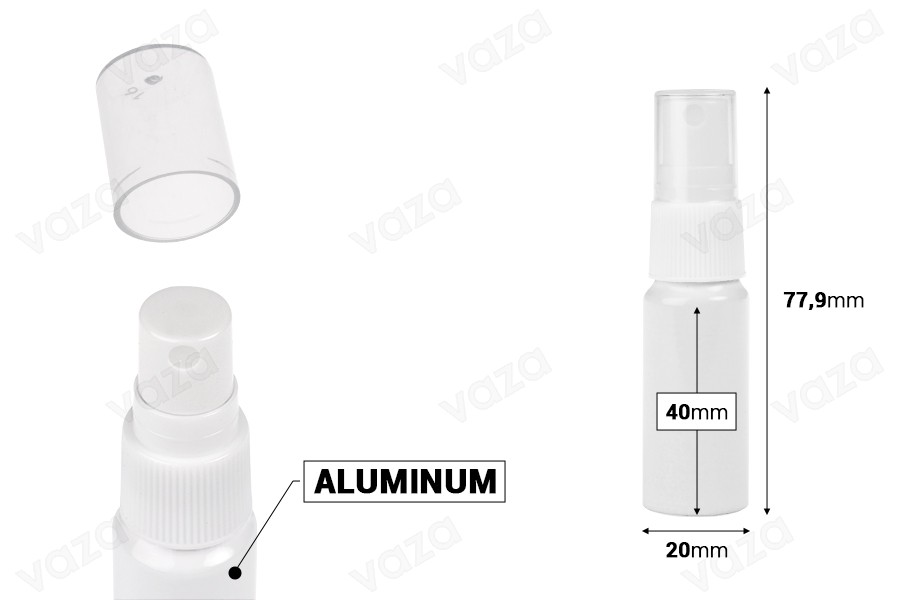 Λευκό μπουκαλάκι αλουμινίου 10 ml με λευκό πλαστικό σπρέι-εικόνα_διαστάσεις
