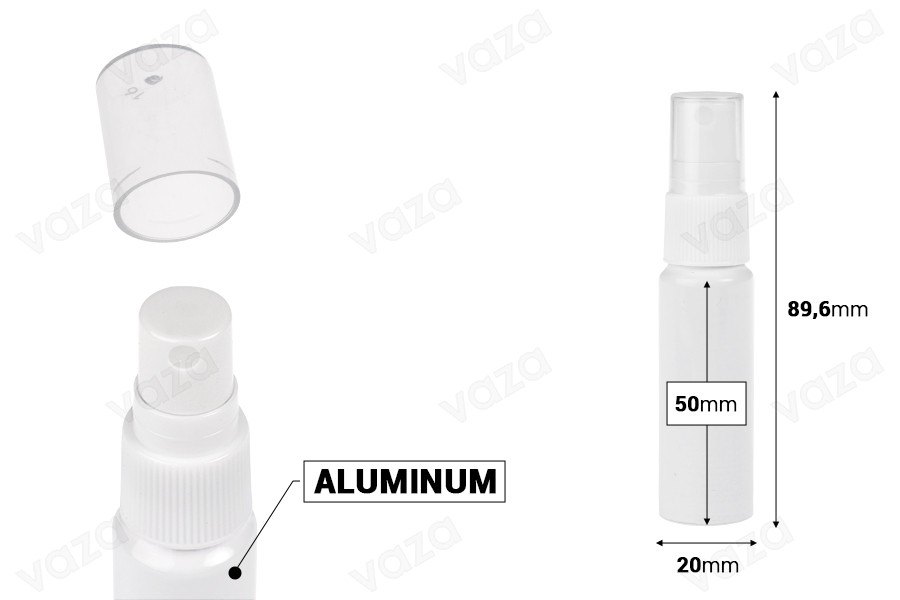 Shishe alumini e bardhë 15 ml me sprej plastik të bardhë-imazh_dimensione