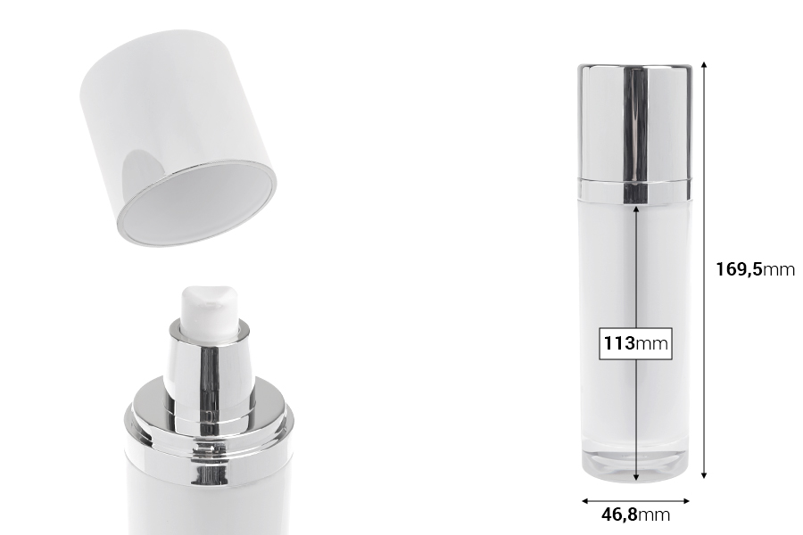 Shishe akrilike luksoze e rimbushshme 100 ml me pompë kremi dhe kapak    -imazh_dimensione