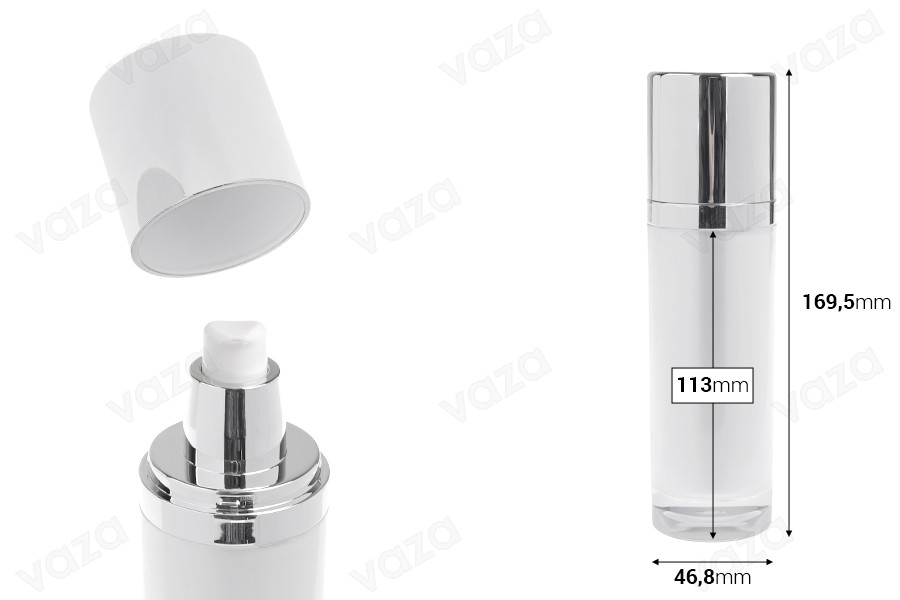 Refillable luxury acrylic bottle 100 ml with cream pump and cap-εικόνα_διαστάσεις