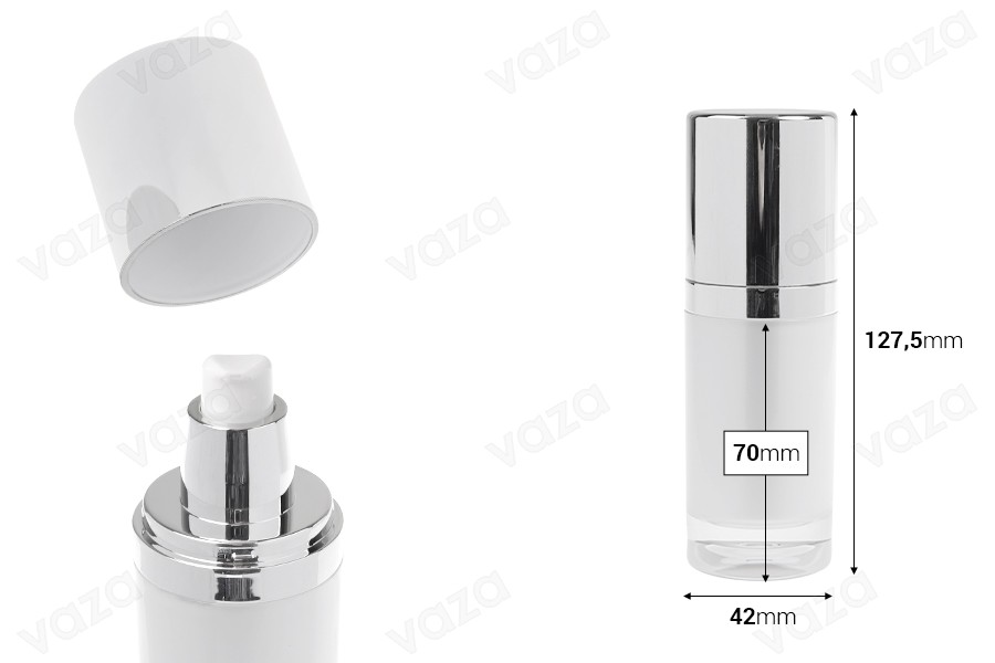 Refillable luxury acrylic bottle 30 ml with cream pump and cap Refillable luxury acrylic bottle 30 ml with cream pump and cap-image_dimensions