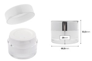Nachfüllbarer Acryltiegel 30 ml für Creme mit Deckel (mit Innendichtung) und Kunststoffdichtung-εικόνα_διαστάσεις