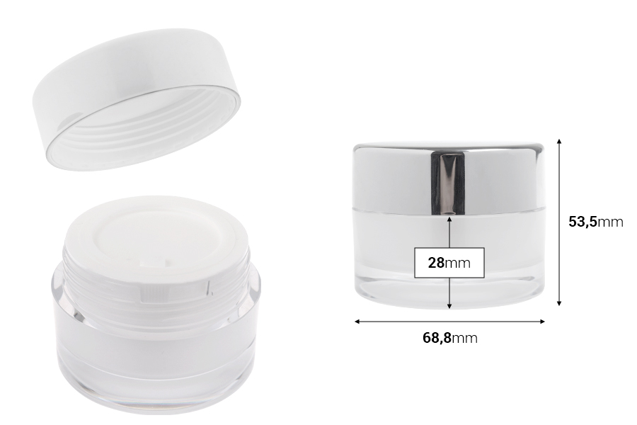 Barattolo acrilico ricaricabile da 30 ml per crema con coperchio (con guarnizione interna) e guarnizione in plastica Barattolo acrilico ricaricabile da 30 ml per crema con coperchio (con guarnizione interna) e guarnizione in plastica-dimensioni_immagine