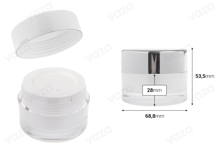 Επαναγεμιζόμενο ακρυλικό βαζάκι 30 ml για κρέμα με καπάκι (με εσωτερικό παρέμβυσμα) και πλαστικό παρέμβυσμα-εικόνα_διαστάσεις