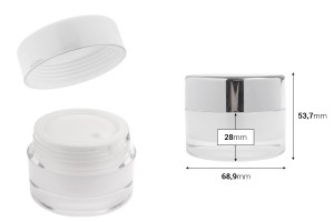 Pot en acrylique rechargeable de 50 ml pour crème, avec couvercle (joint intérieur) et joint en plastique.-εικόνα_διαστάσεις