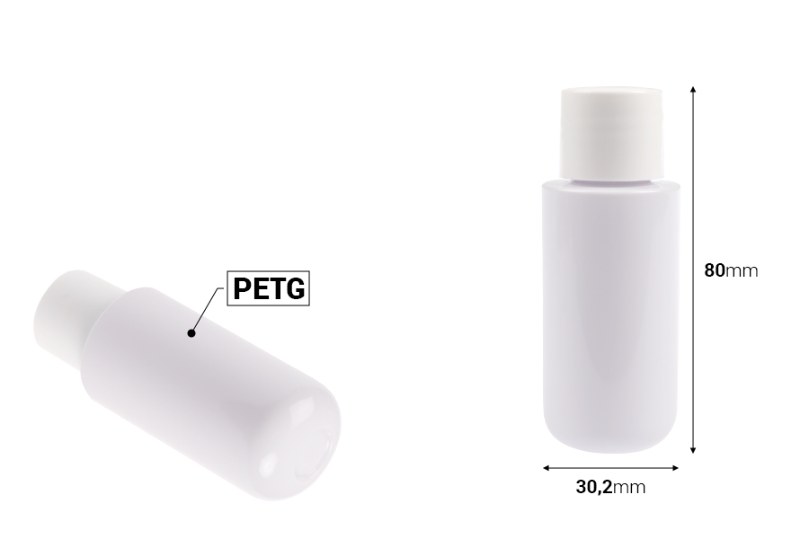 Ανταλλακτικό εσωτερικό λευκό μπουκαλάκι 30 ml με λευκό καπάκι για τον κωδικό 1289-1-30-0-εικόνα_διαστάσεις