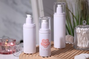 Flacon blanc en plastique (PET) de 200 ml avec pompe à crème et bouchon transparent-εικόνα_σύνθεση