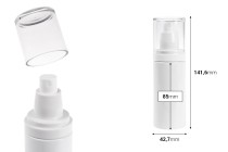 Flacon blanc en plastique (PET) de 100 ml avec vaporisateur et bouchon transparent-photo_dimensions