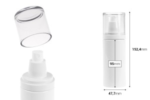 Flacon blanc en plastique (PET) de 150 ml avec vaporisateur et bouchon transparent-εικόνα_διαστάσεις