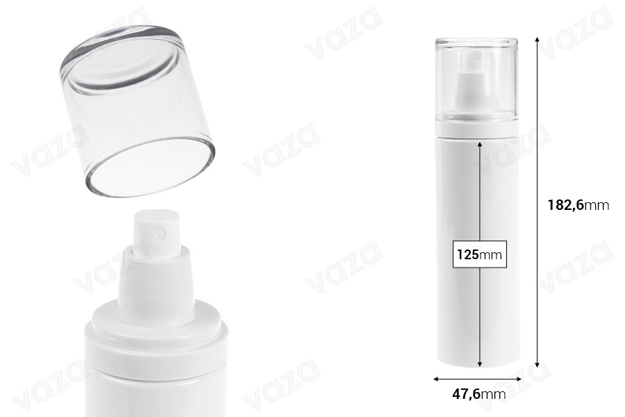 Shishe plastike (PET) e bardhë 200 ml me sprej dhe kapak transparent-εικόνα_διαστάσεις