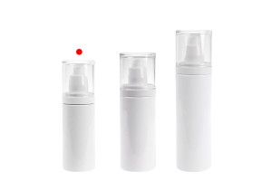 Weiße Kunststoffflasche (PET), 100 ml, mit Cremepumpe und transparentem Verschluss-εικόνα_σύνθεση