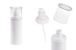 Flacon blanc en plastique (PET) de 150 ml avec pompe à crème et bouchon transparent-εικόνα_προϊοντική