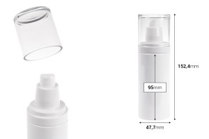 Flacon blanc en plastique (PET) de 150 ml avec pompe à crème et bouchon transparent-εικόνα_διαστάσεις