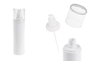Flacon blanc en plastique (PET) de 200 ml avec pompe à crème et bouchon transparent-εικόνα_προϊοντική