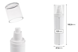 Flacon blanc en plastique (PET) de 200 ml avec pompe à crème et bouchon transparent-εικόνα_διαστάσεις