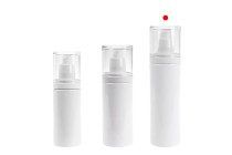 Shishe plastike (PET) e bardhë 200 ml me pompë kremi dhe kapak transparent-imazh_grup