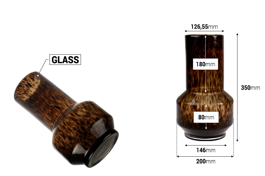 Vase décoratif en verre à motif animalier - 200 x 350 mm-photo_dimensions