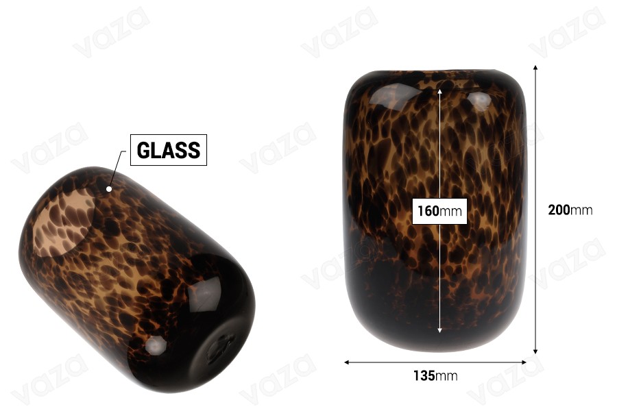 Vaso decorativo in vetro con stampa animalier - 135x200 mm-dimensioni_immagine