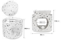 Ceramic room diffuser 95x100 mm with ceramic spoon for wax melts and oils in white and black color Ceramic room diffuser 95x100 mm with ceramic spoon for wax melts and oils in white and black color-image_dimensions