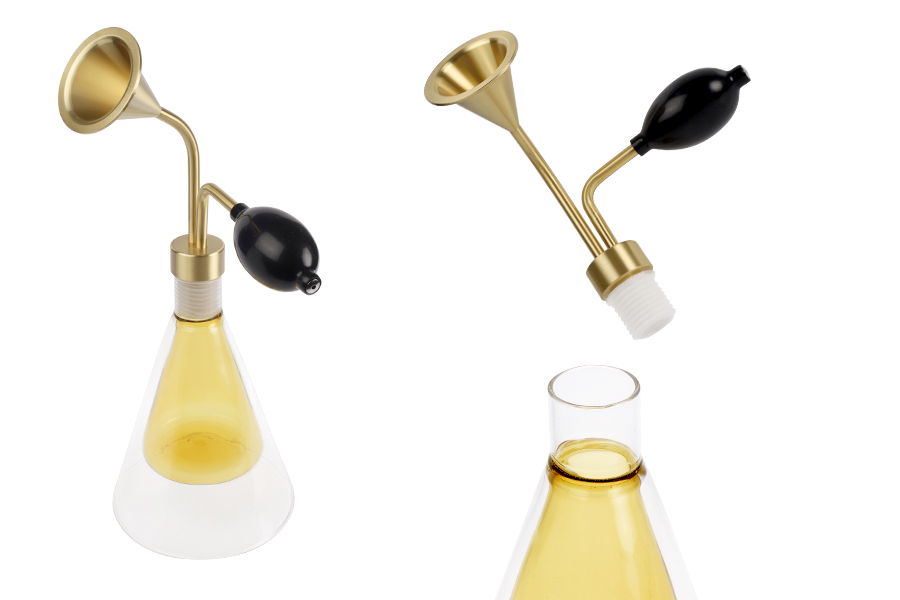 Macchina per campionamento di fragranze con atomizzatore a bulbo corto di colore nero-immagine_prodotto