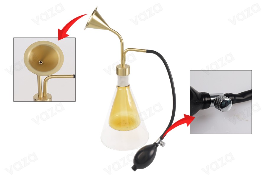 Fragrance sampling machine with long bulb atomizer in black-image_group