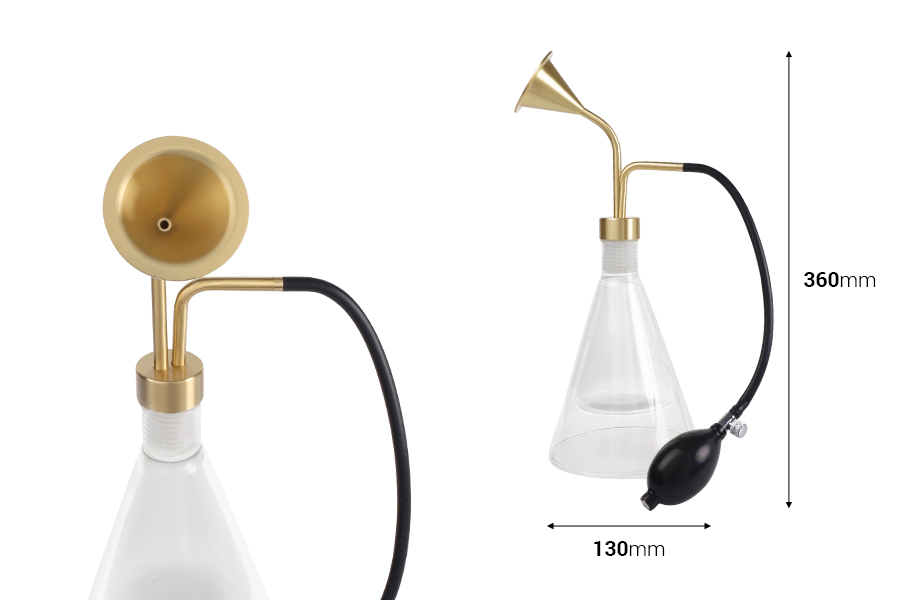 Macchina per campionamento di fragranze con atomizzatore a bulbo lungo di colore nero-dimensioni_immagine